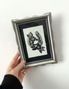 Framed Lino Print - Lucky Horseshoe in Metal Frame