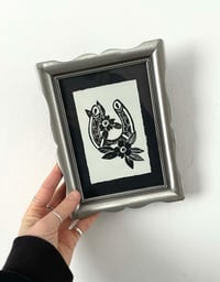Image 1 of Framed Lino Print - Lucky Horseshoe in Metal Frame