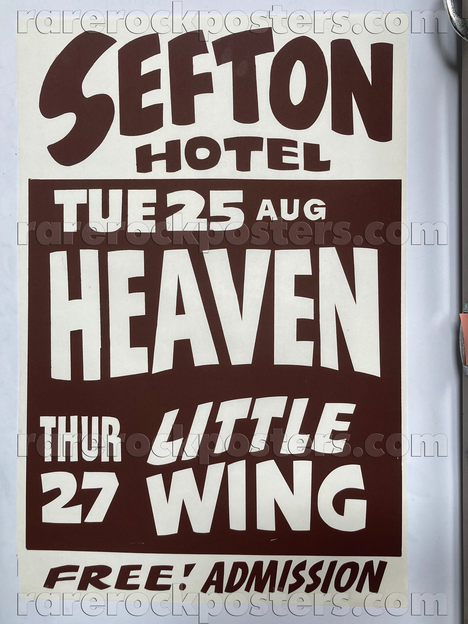 HEAVEN / LITTLE WING ~ ORIGINAL 1981 AUSTRALIAN GIG POSTER ~ SEFTON HOTEL ~ SYDNEY