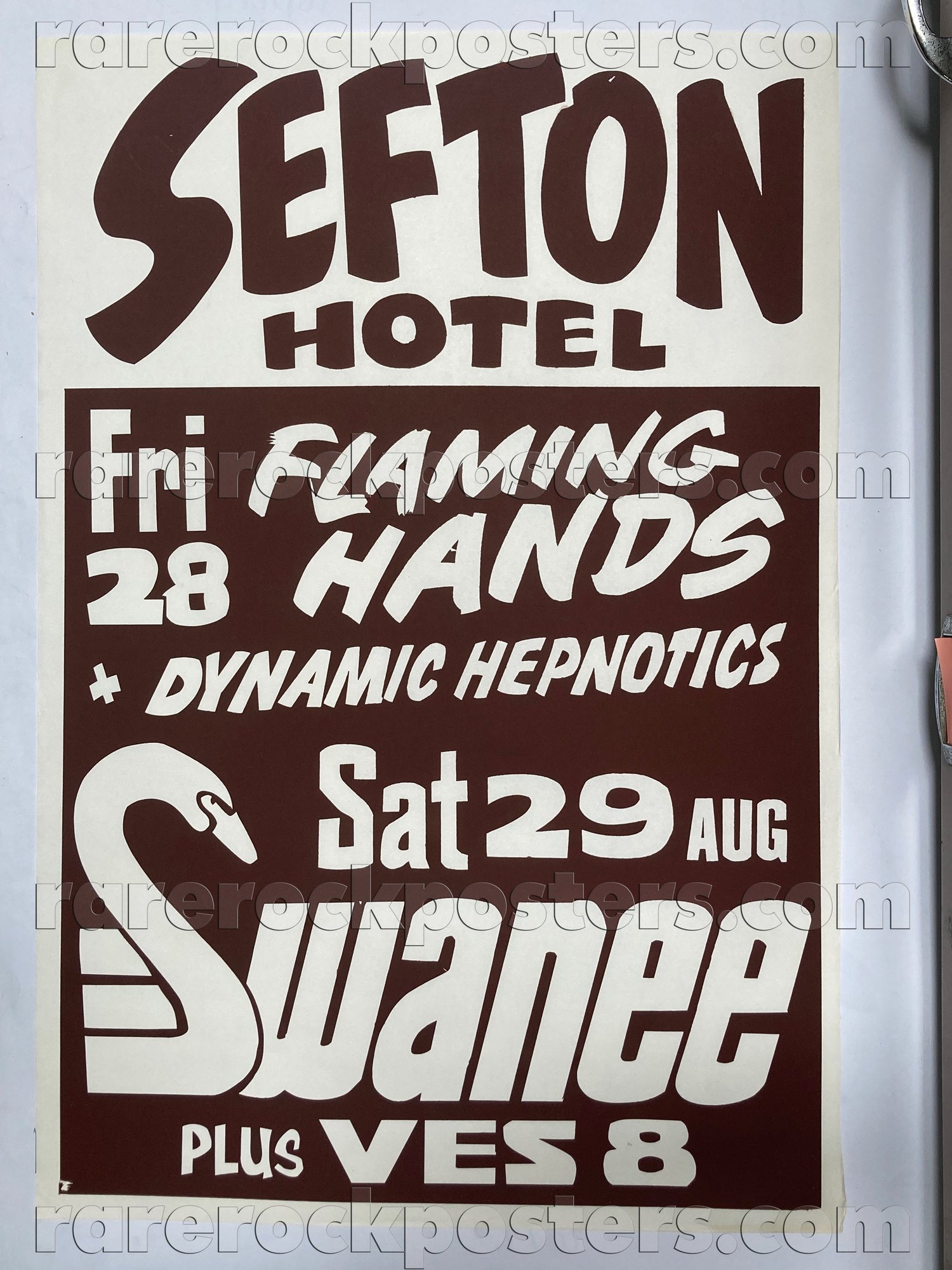 FLAMING HANDS / SWANEE / DYNAMIC HEPNOTICS ~ ORIGINAL 1981 AUSTRALIAN GIG POSTER ~ SEFTON HOTEL