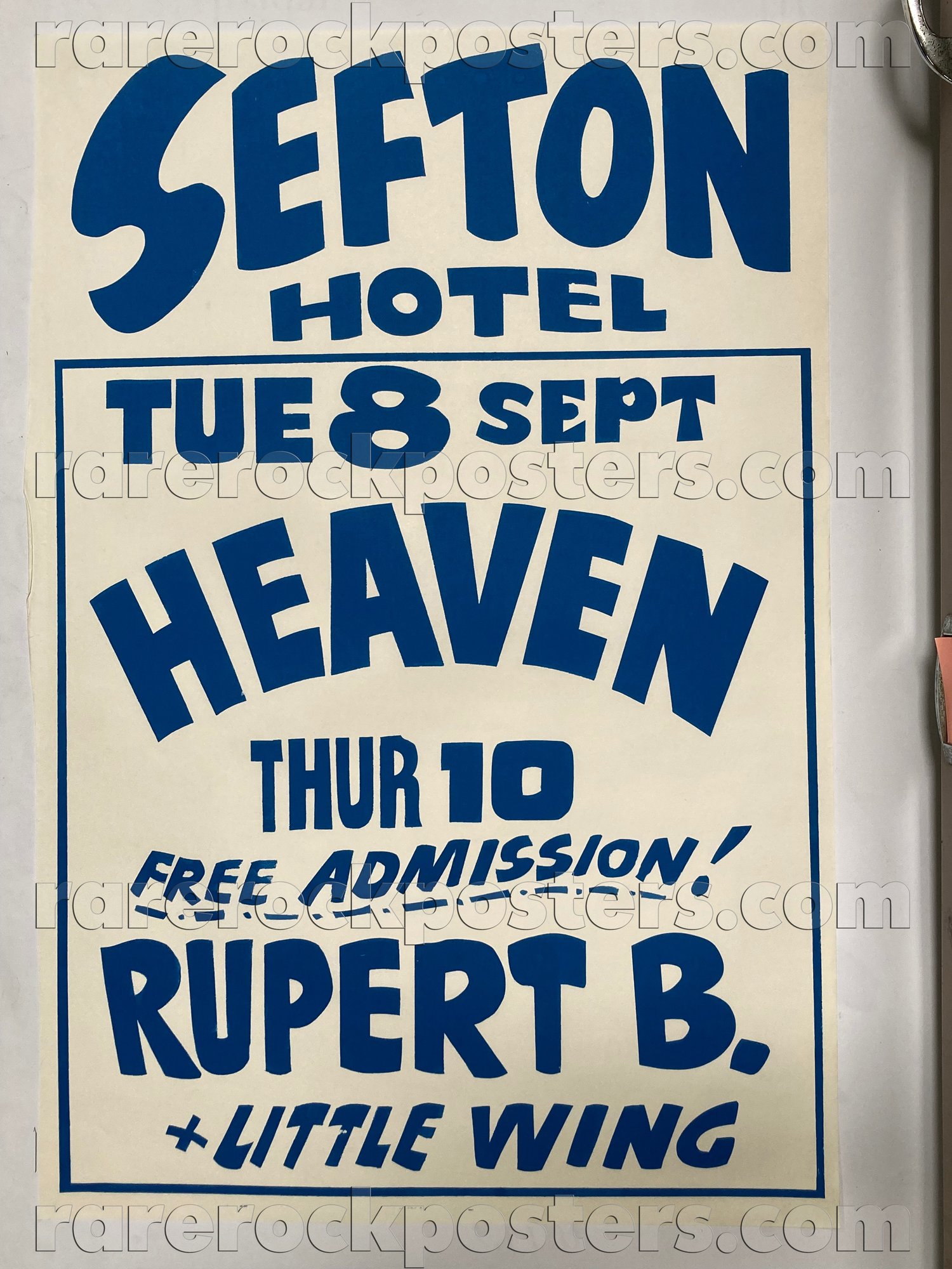 HEAVEN / LITTLE WING / RUPERT B BUNTER ~ ORIGINAL 1981 AUSTRALIAN GIG POSTER ~ SEFTON HOTEL ~ SYDNEY