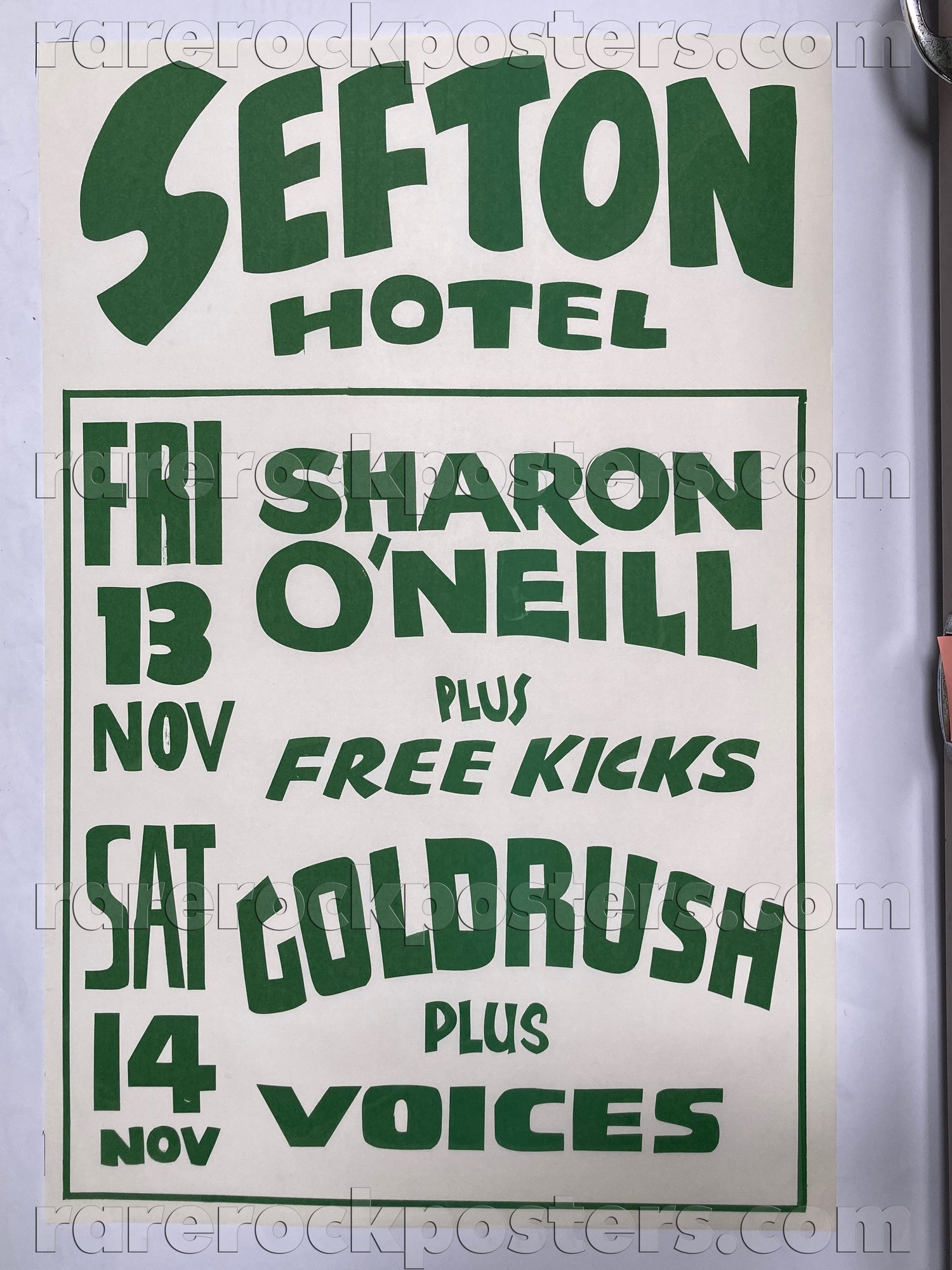 SHARON O'NEIL / GOLD RUSH / VOICES / FREE KICKS ~ ORIGINAL 1981 AUSTRALIAN GIG POSTER ~ SEFTON HOTEL