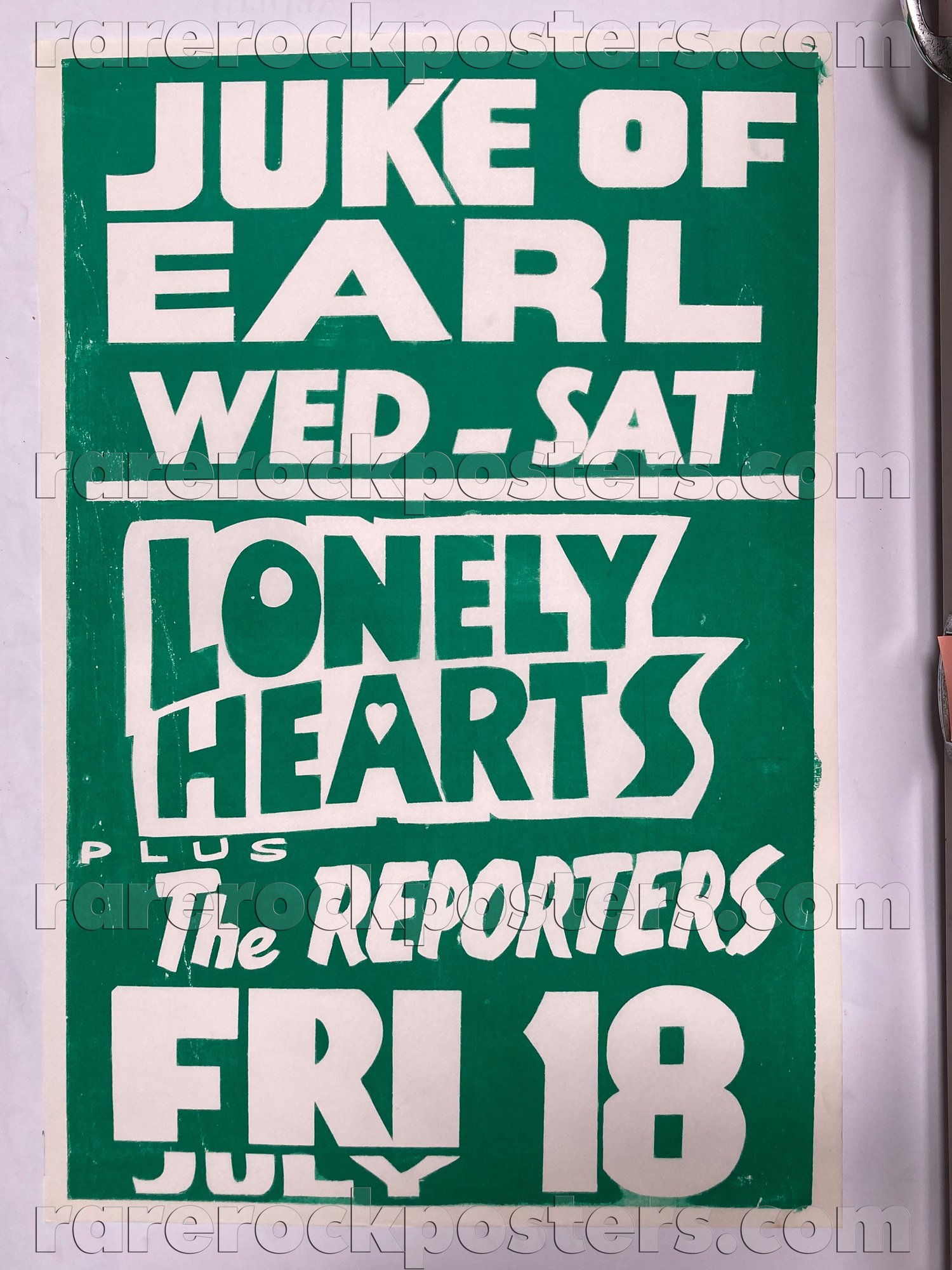 LONELY HEARTS / REPORTERS ~ ORIGINAL 1980 AUSTRALIAN GIG POSTER ~ DUKE OF EARL ~ EARLWOOD