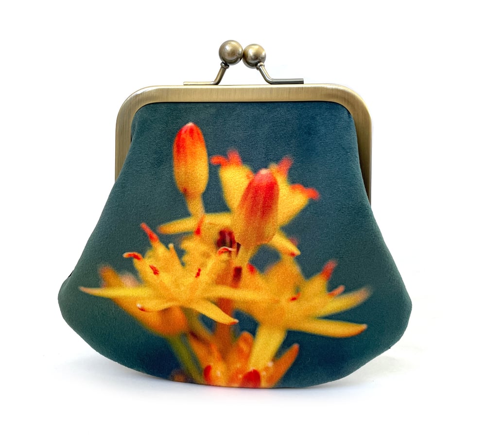 Image of Bog Asphodel, LARGE velvet kisslock purse