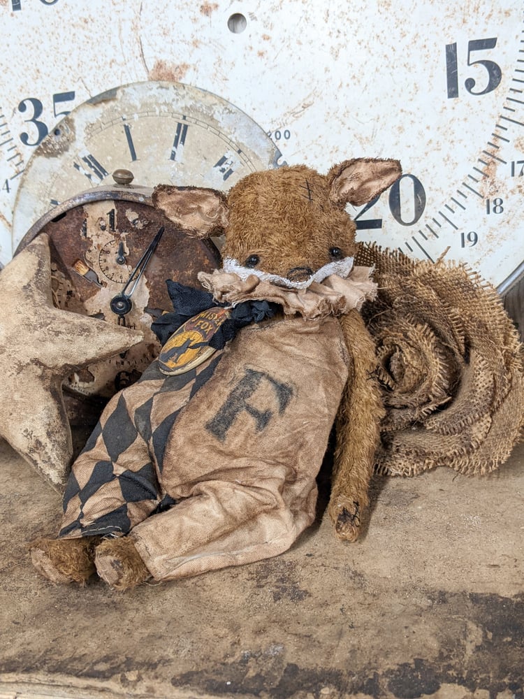 Image of MISTER FOX - 8.5" Vintage Style FOX in distressed romper by Whendi's Bears