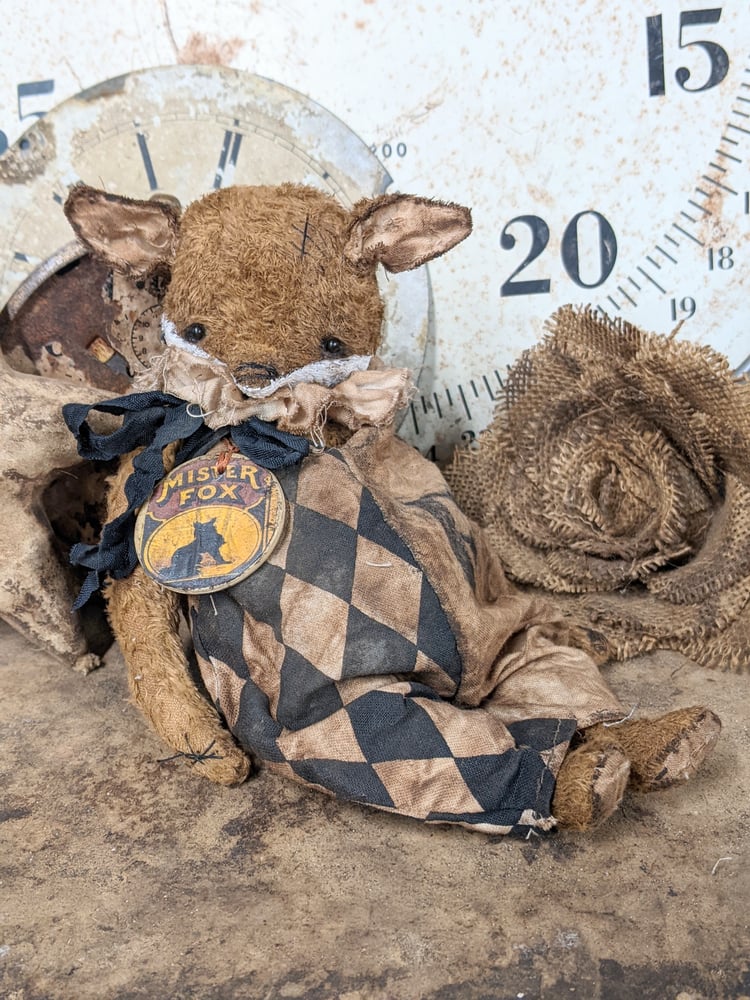 Image of MISTER FOX - 8.5" Vintage Style FOX in distressed romper by Whendi's Bears