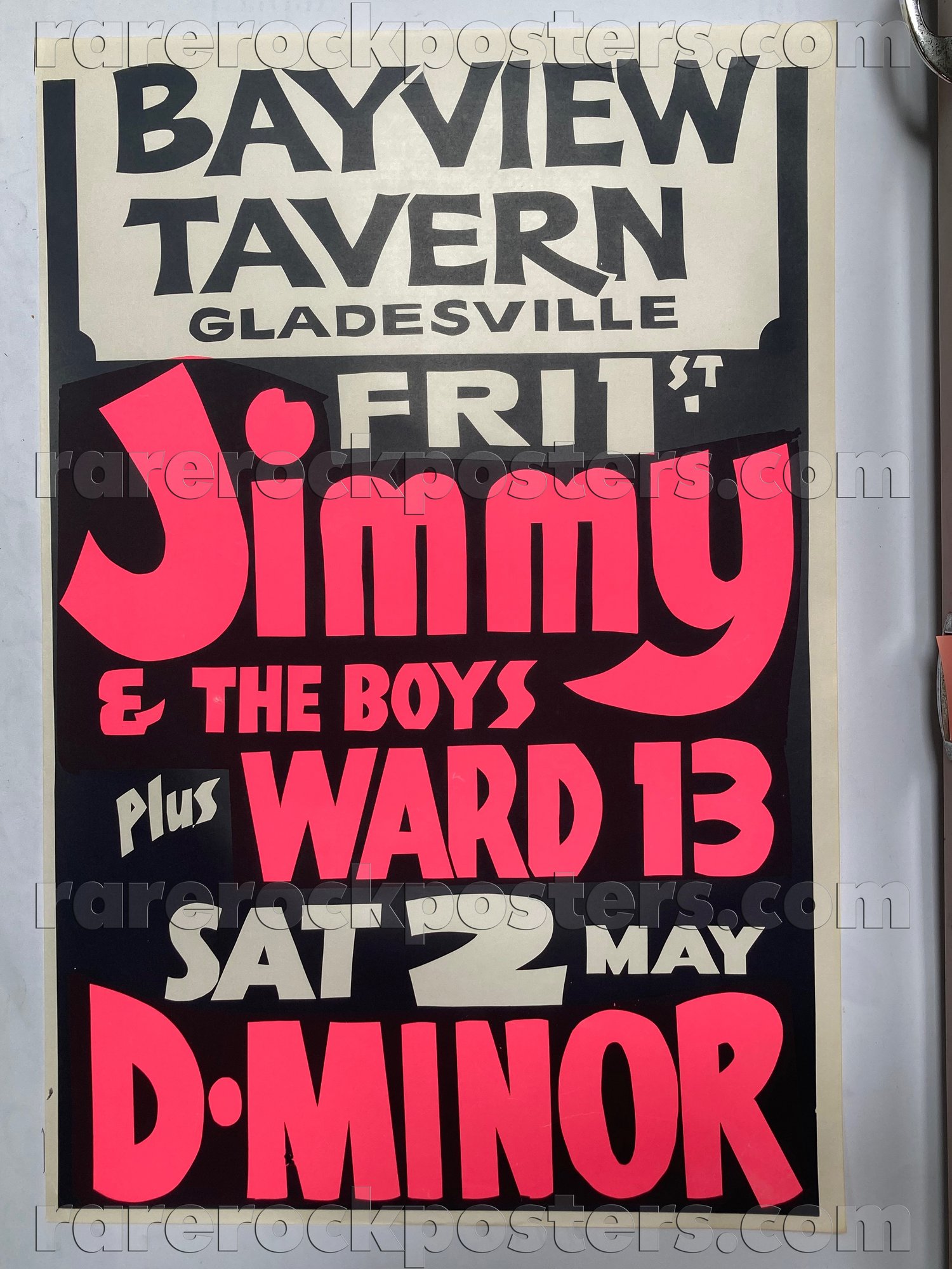 JIMMY & THE BOYS / WARD 13 / DEE MINOR ~ ORIG 1981 AUSTRALIAN GIG POSTER ~ BAYVIEW TAVERN ~ SYDNEY