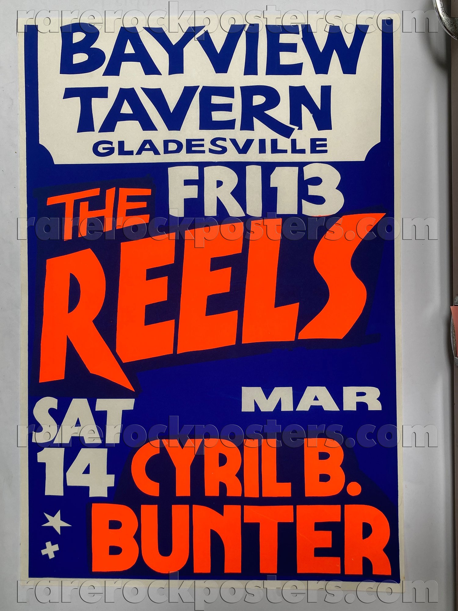 THE REELS / CYRIL B BUNTER ~ ORIGINAL 1981 AUSTRALIAN GIG POSTER ~ BAYVIEW TAVERN ~ GLADESVILLE
