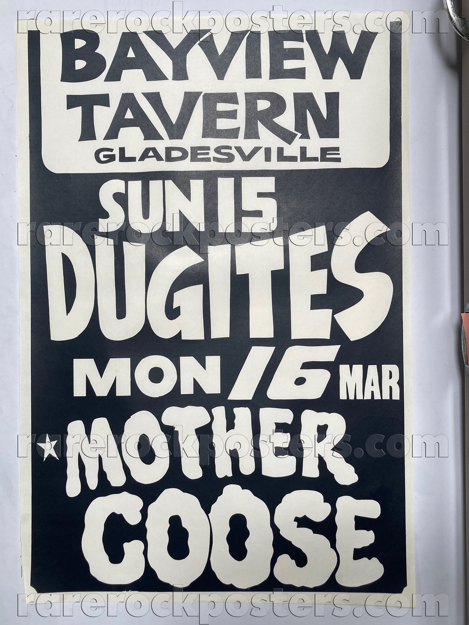 DUGITES / MOTHER GOOSE ~ ORIG 1981 AUST GIG POSTER ~ BAYVIEW TAVERN ~ GLADESVILLE