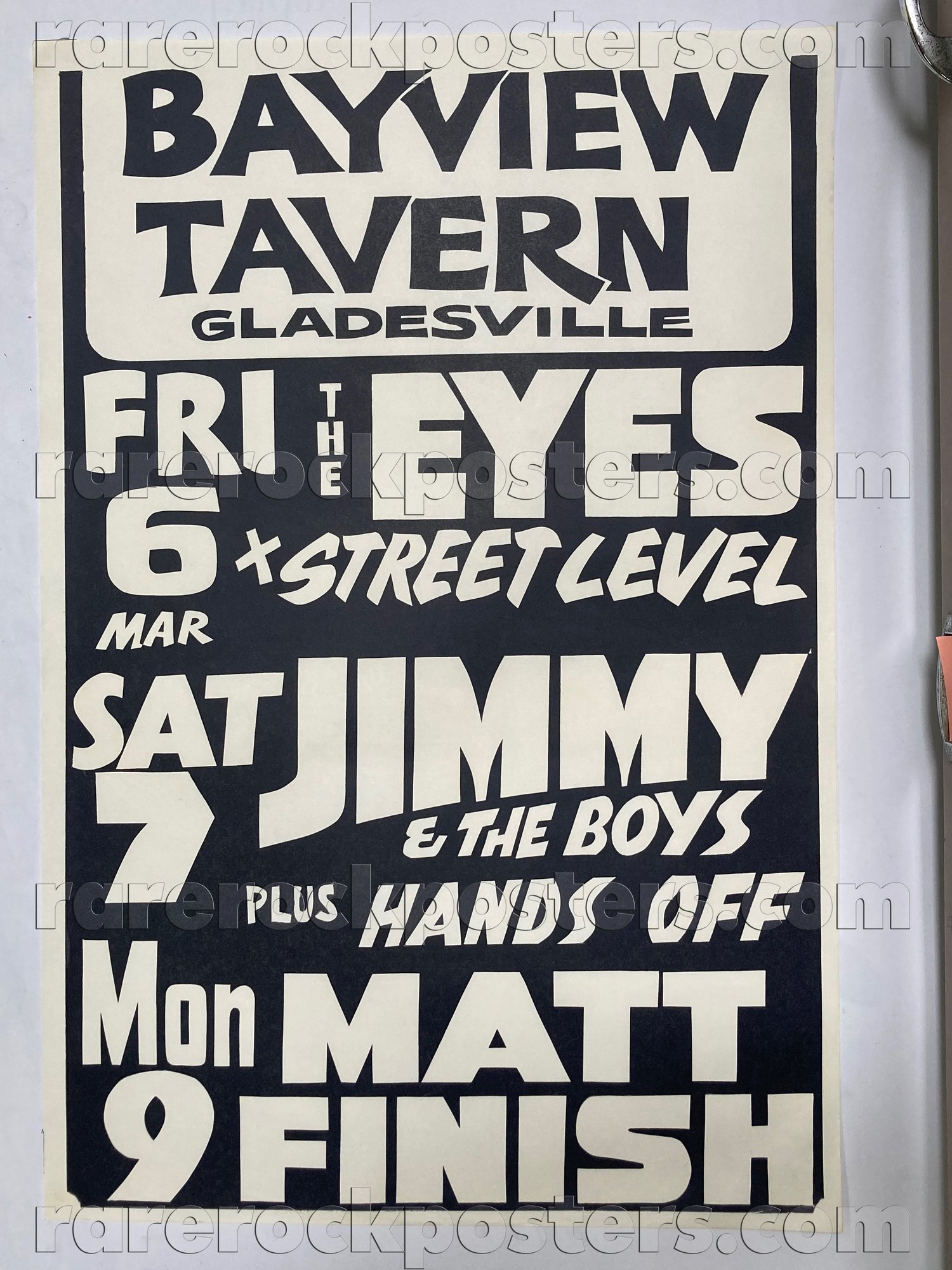 JIMMY & THE BOYS / MATT FINISH / EYES / STREET LEVEL ~ ORIG 1981 AUST GIG POSTER ~ BAYVIEW TAVERN