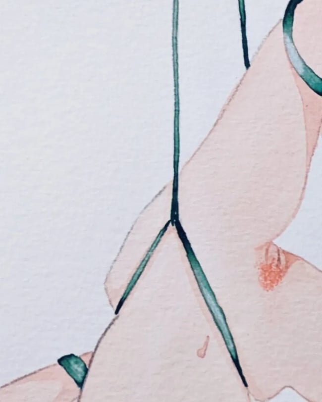Valeria shibari watercolor painting 