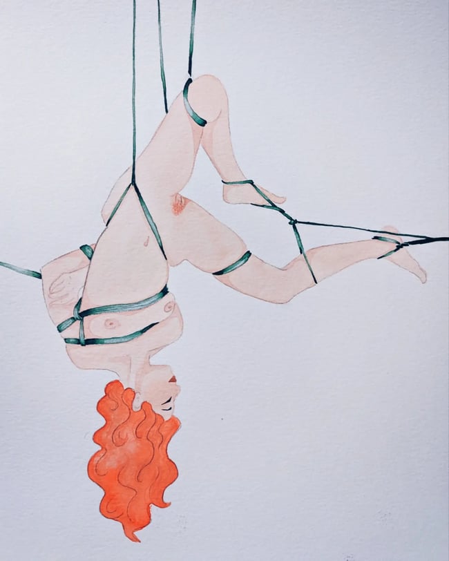 Valeria shibari watercolor painting 