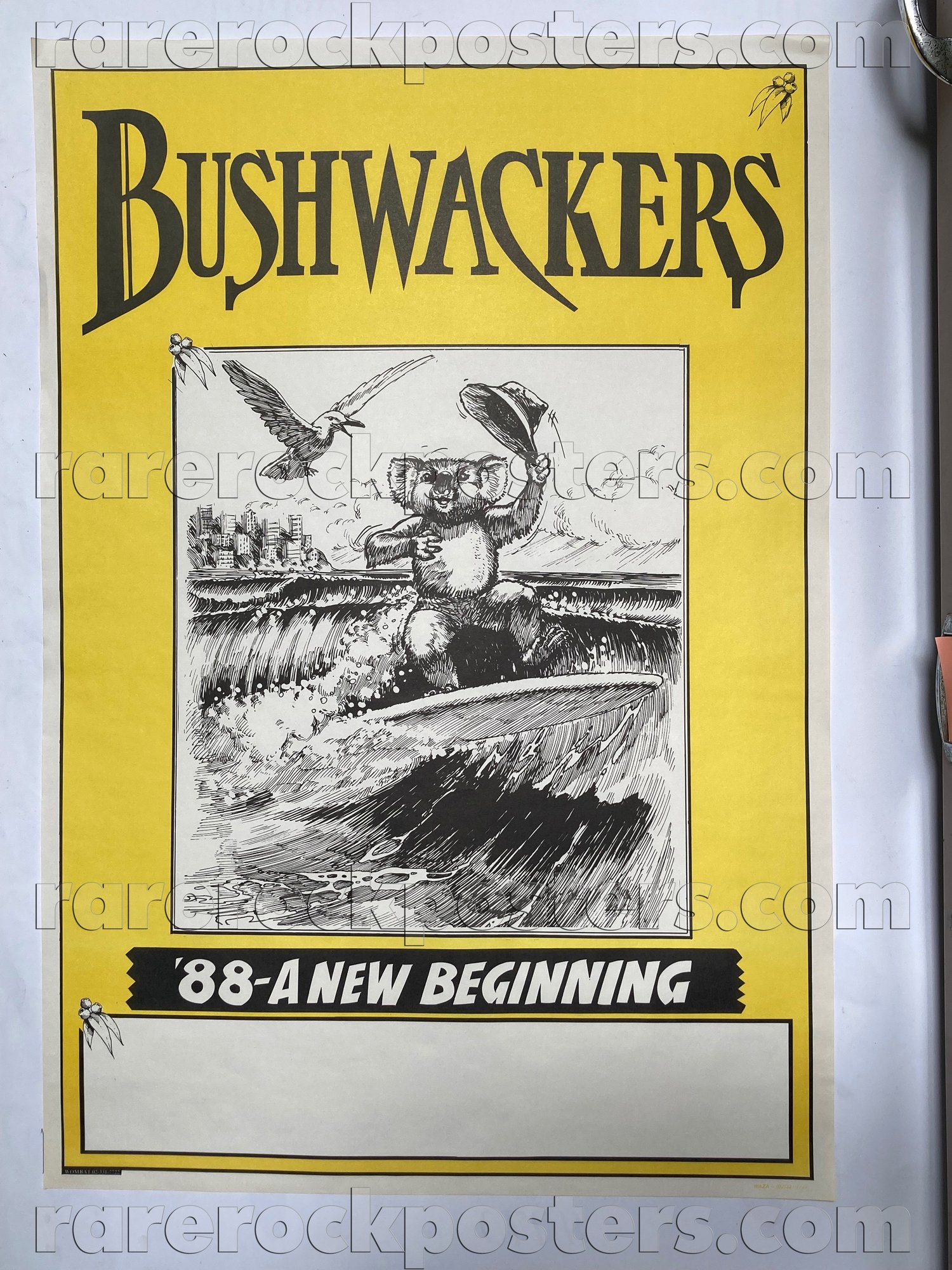 BUSHWACKERS ~ '88 - A NEW BEGINNING ~ ORIGINAL 1988 AUSTRALIAN GIG TOUR BLANK POSTER