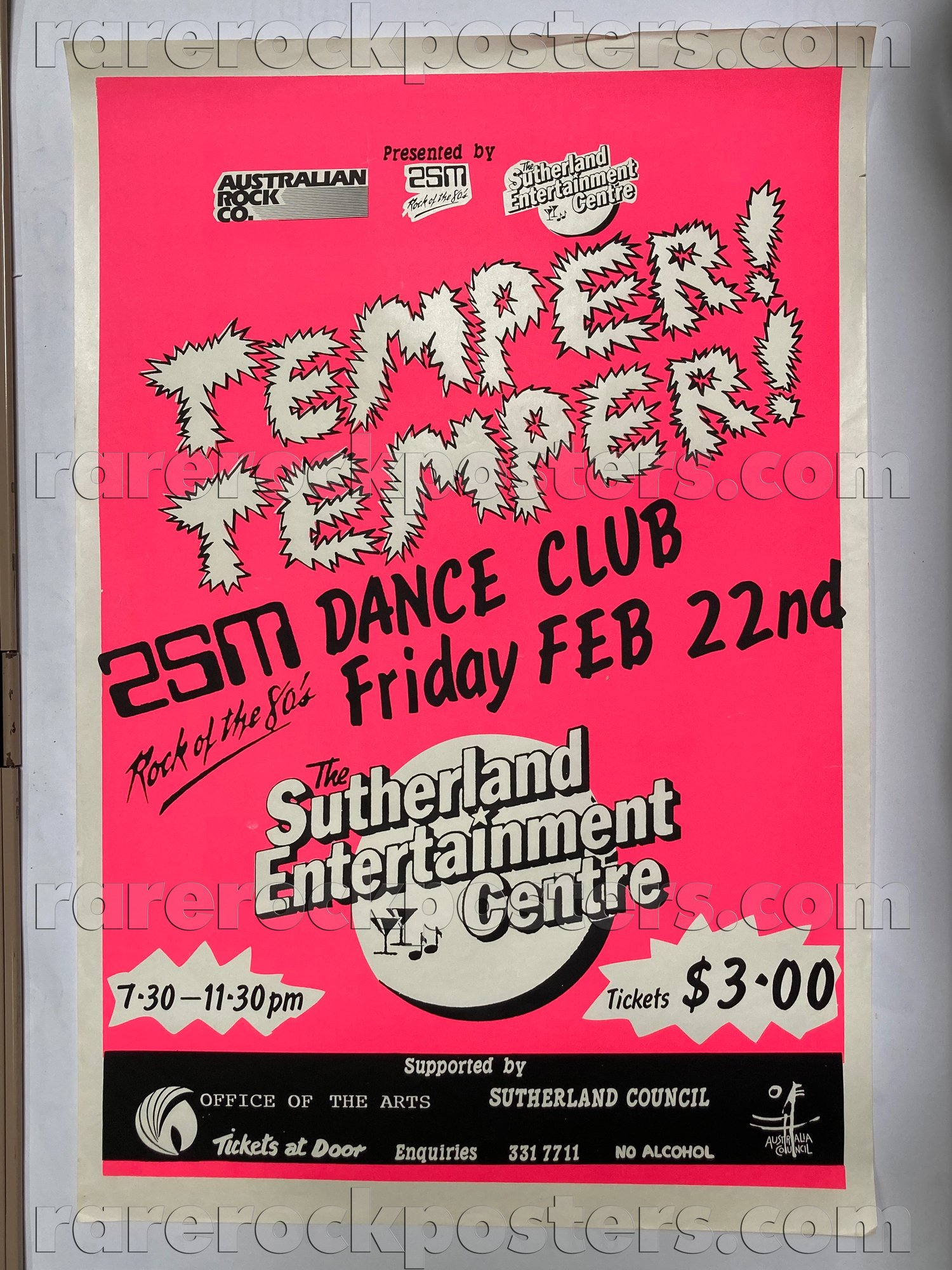 TEMPER! TEMPER! ~ ORIGINAL 1985 AUSTRALIAN GIG POSTER ~ SUTHERLAND ~ SYDNEY