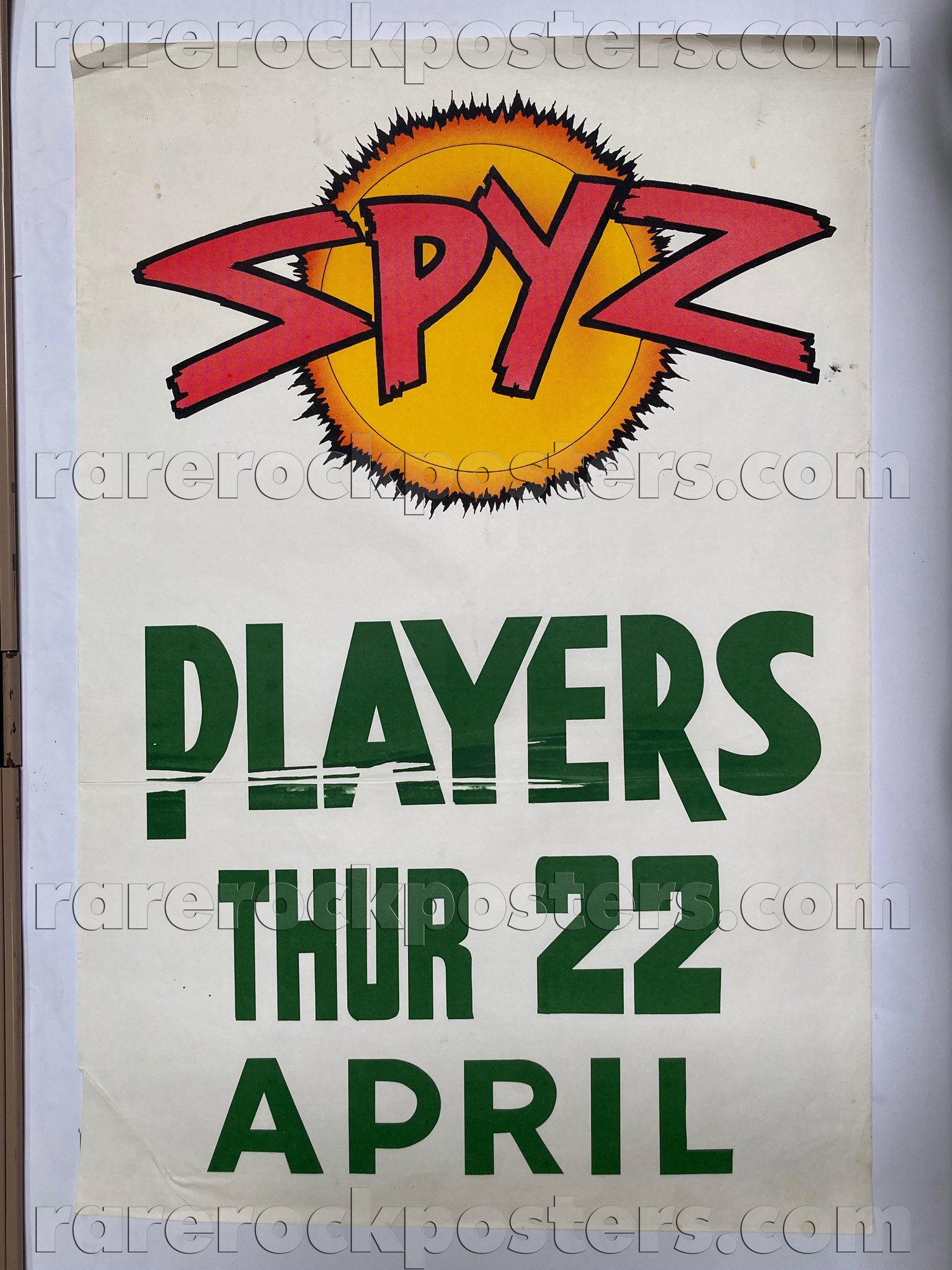 SPYZ ~ ORIGINAL 1982 AUSTRALIAN GIG POSTER ~ PLAYERS ~ PADDINGTON GREEN ~ SYDNEY