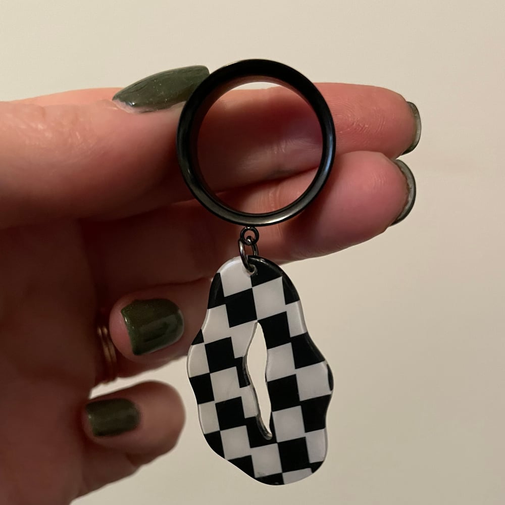 Image of Melting Checkerboard Tunnel Dangles (sizes 2g-1 1/8)