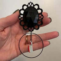 Black Gem Cleaver Hoop Dangles (sizes 1 1/2-1 7/8)