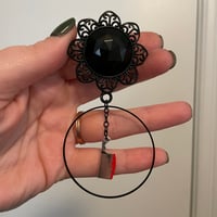 Black Gem Cleaver Hoop Dangles (sizes 7/8-1 1/2)