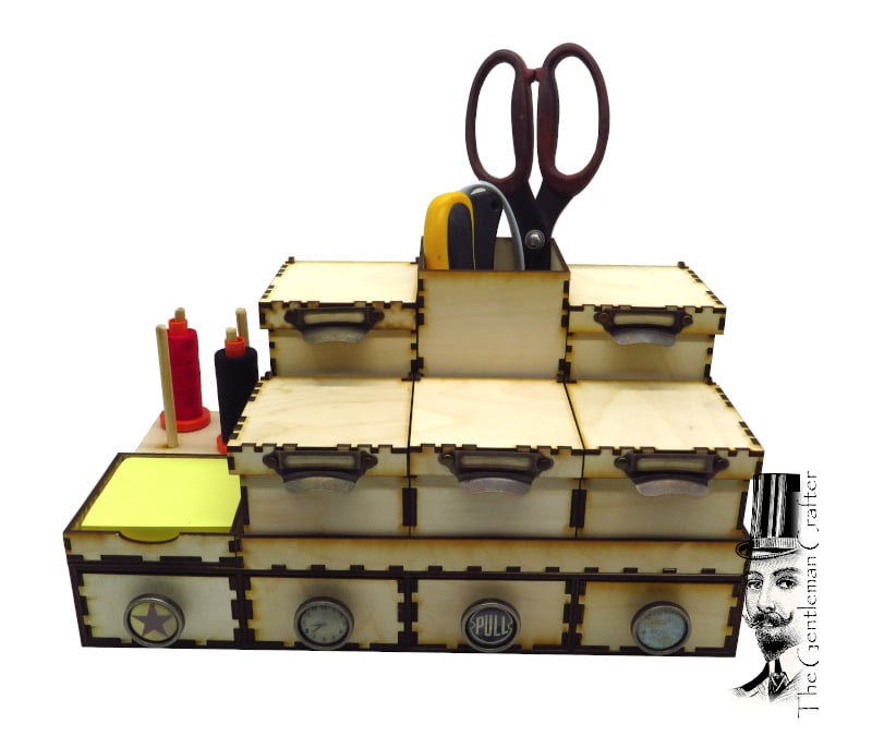 Image of Double Tier Organizer with Sticky Note Holder and Drawers Kit