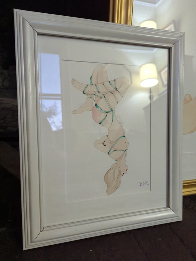Sahara shibari original watercolor (framed)