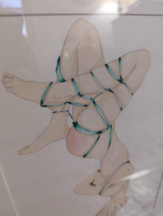 Sahara shibari original watercolor (framed)
