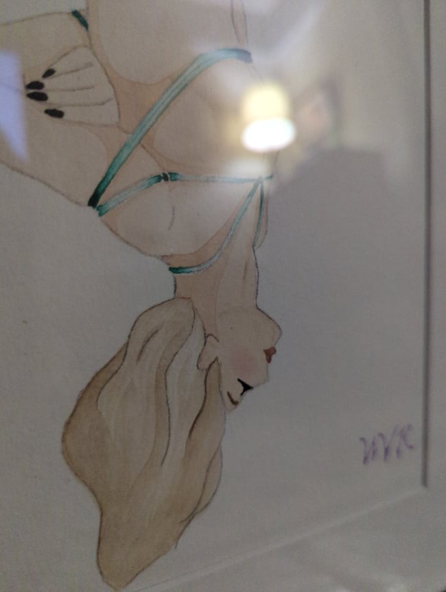Sahara shibari original watercolor (framed)