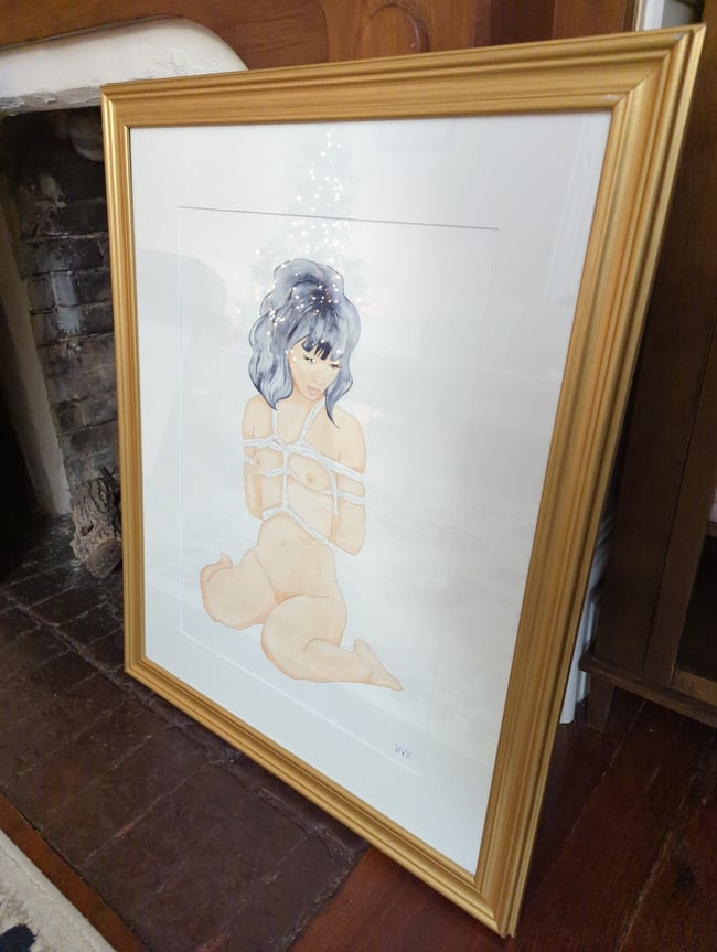 Santiago shibari original watercolor (framed)
