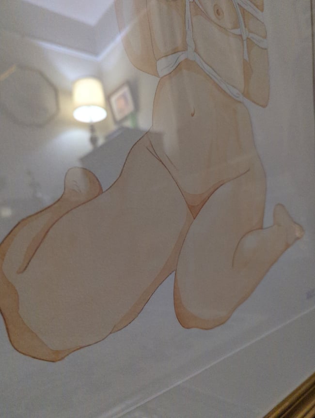 Santiago shibari original watercolor (framed)