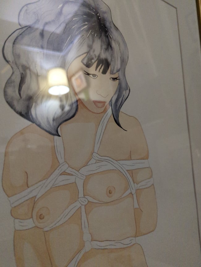 Santiago shibari original watercolor (framed)