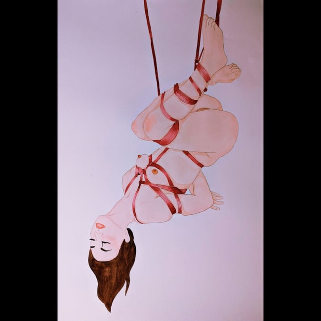 Cadance shibari original watercolor (framed)