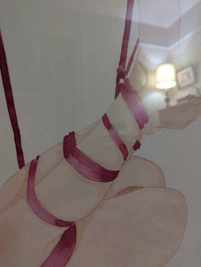 Cadance shibari original watercolor (framed)