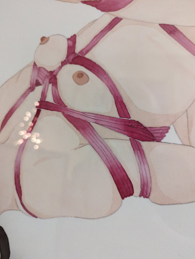 Cadance shibari original watercolor (framed)