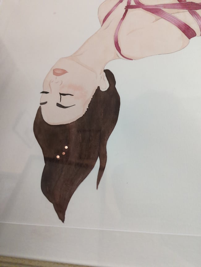 Cadance shibari original watercolor (framed)