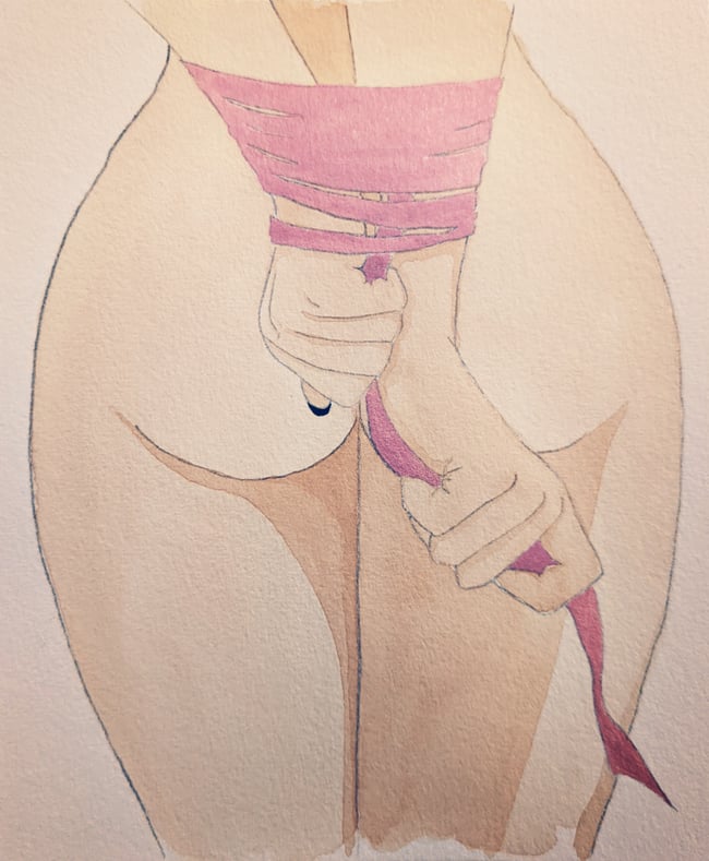 Kiki shibari original watercolor (framed)