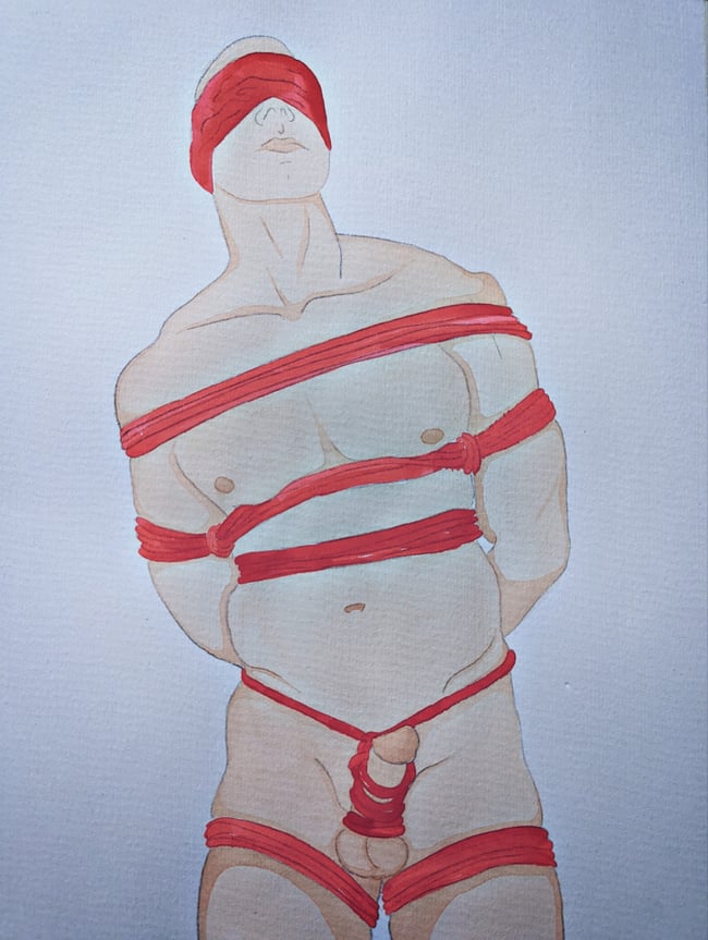 Lucas shibari original watercolor (framed)