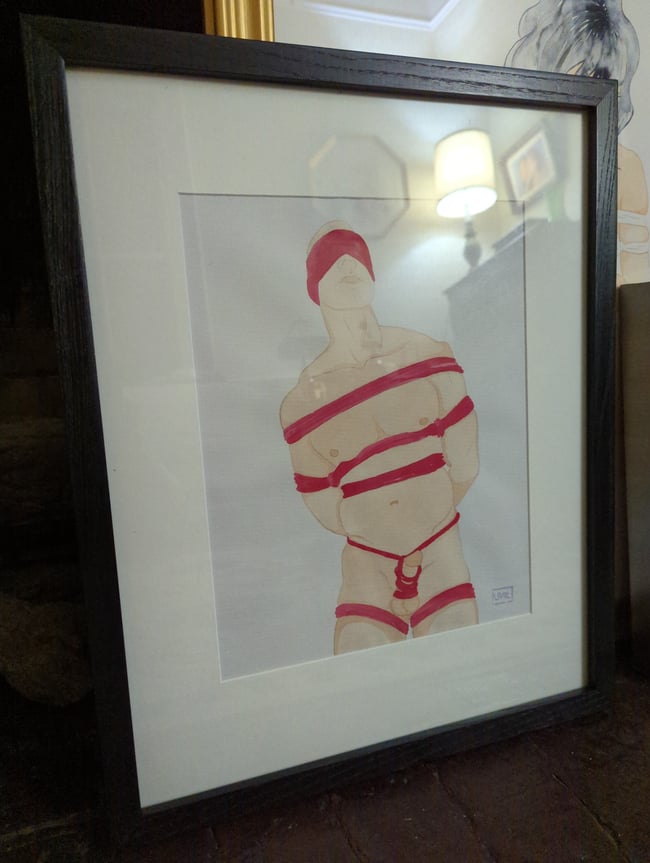 Lucas shibari original watercolor (framed)