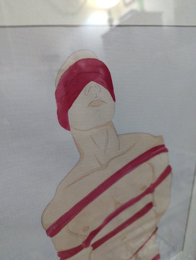 Lucas shibari original watercolor (framed)