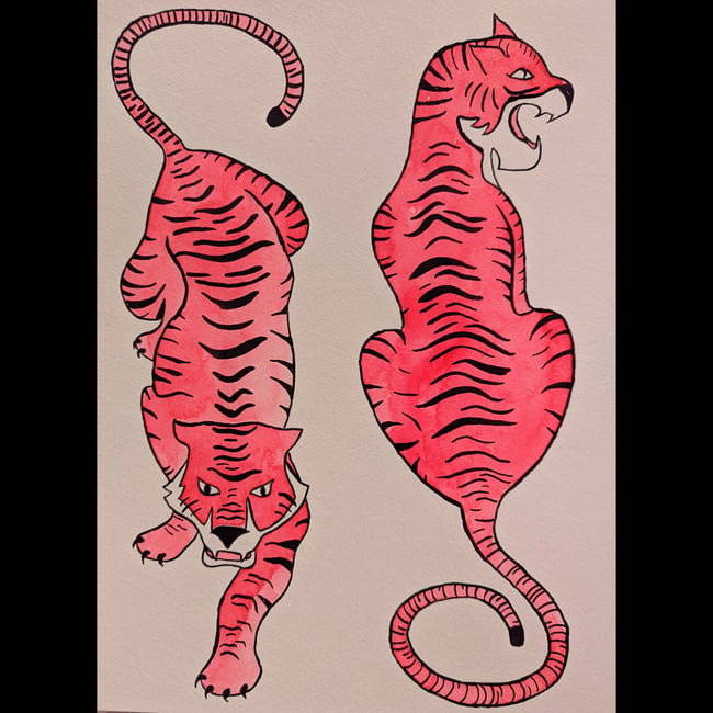 Tiger Tiger original watercolor (framed)