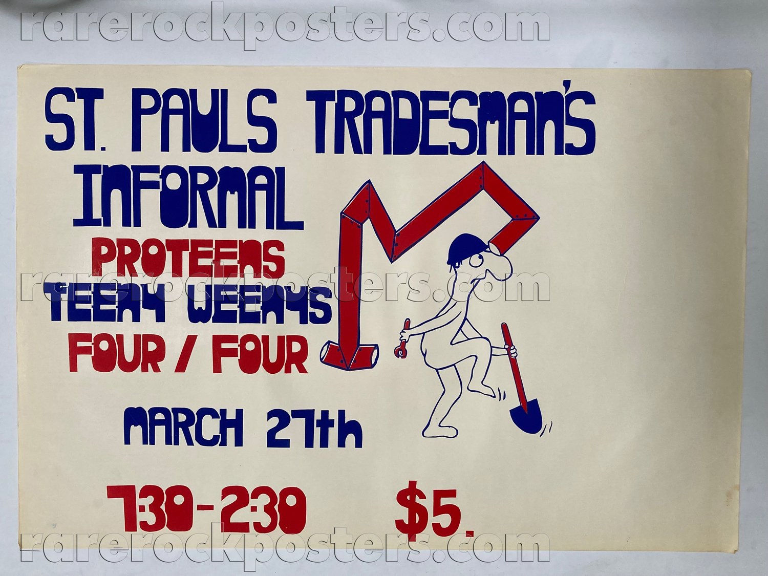 PROTEENS / TEENY WEENYS / FOUR FOUR ~ ORIG c.1980 AUS GIG POSTER ~ ST. PAUL'S TRADESMAN'S INFORMAL