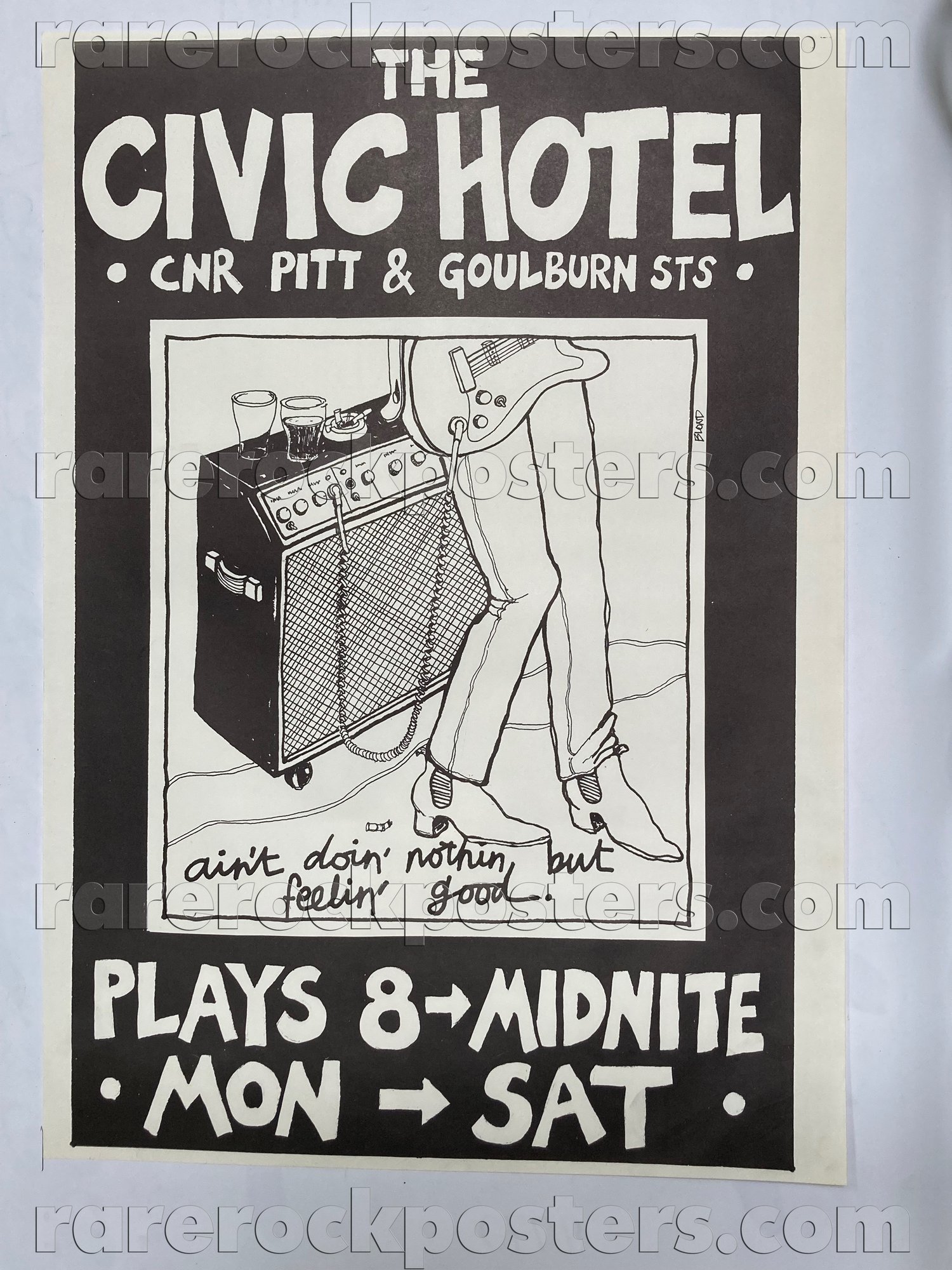 CIVIC HOTEL ~ AIN'T DOIN' NOTHIN' BUT FEELIN' GOOD ~ ORIGINAL c.1980 PROMOTIONAL STREET POSTER ~ SYD