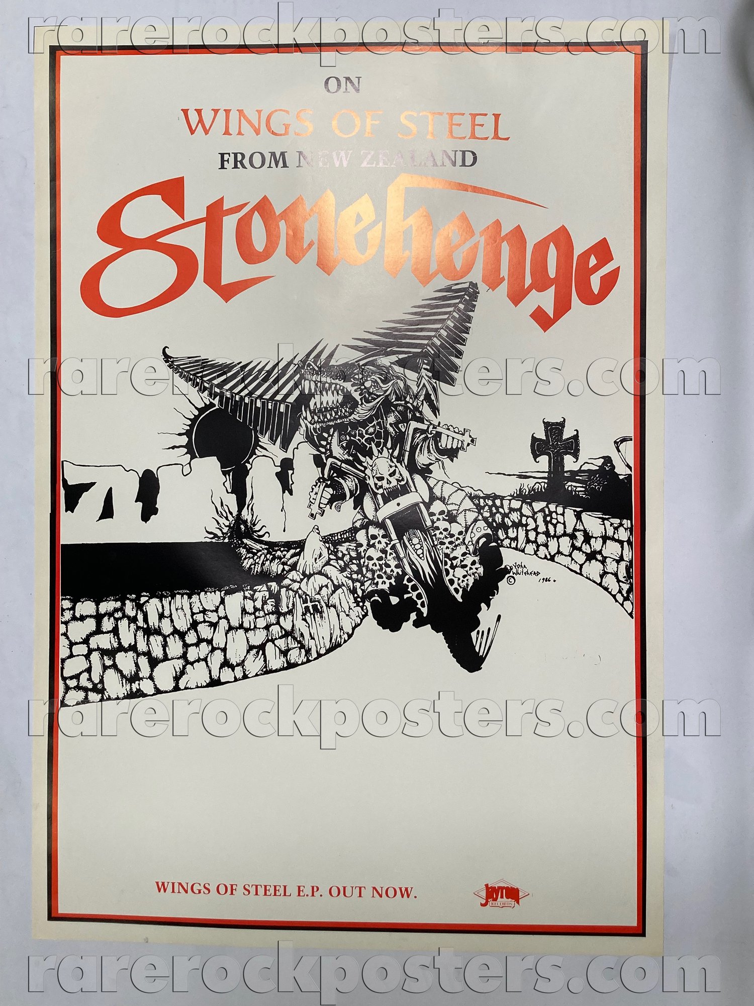 STONEHENGE ~ ON WINGS OF STEEL ~ ORIGINAL 1986 AUSTRALIAN GIG BLANK / RECORD PROMO POSTER