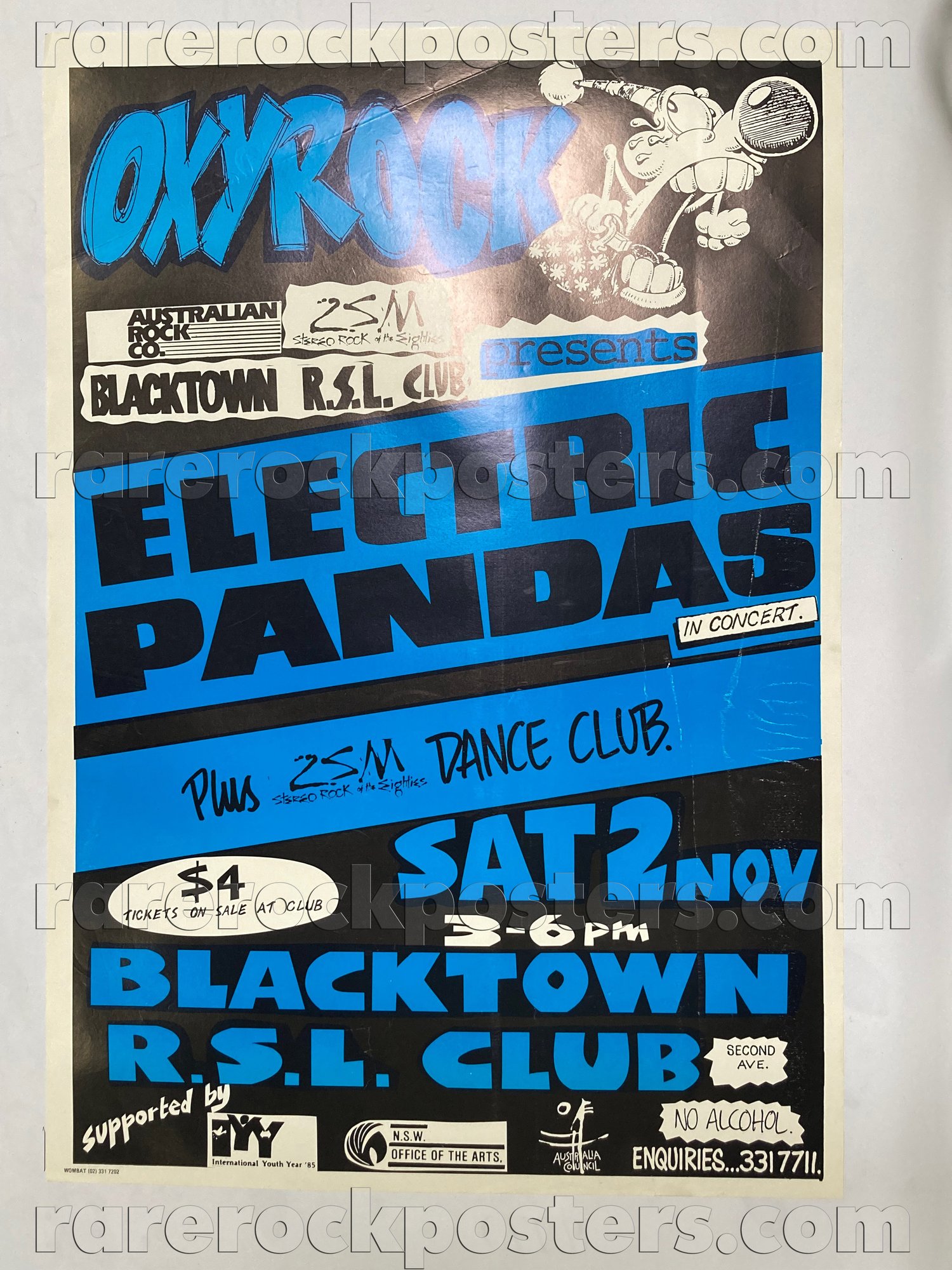 ELECTRIC PANDAS ~ ORIGINAL 1985 AUSTRALIAN GIG POSTER ~ BLACKTOWN R.S.L ~ SYDNEY