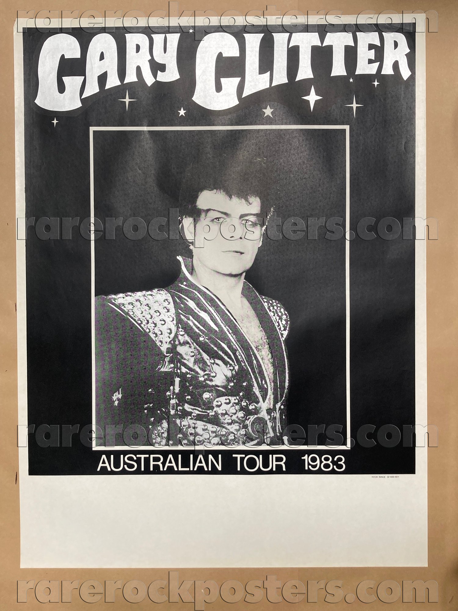 GARY GLITTER ~ ORIGINAL 1983 AUSTRALIAN TOUR GIG BLANK STREET POSTER