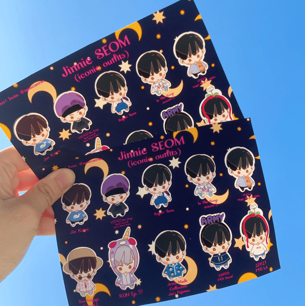 Image of BTS Jin Seokjin In The Seom Iconic Outfits Stickers Sheet