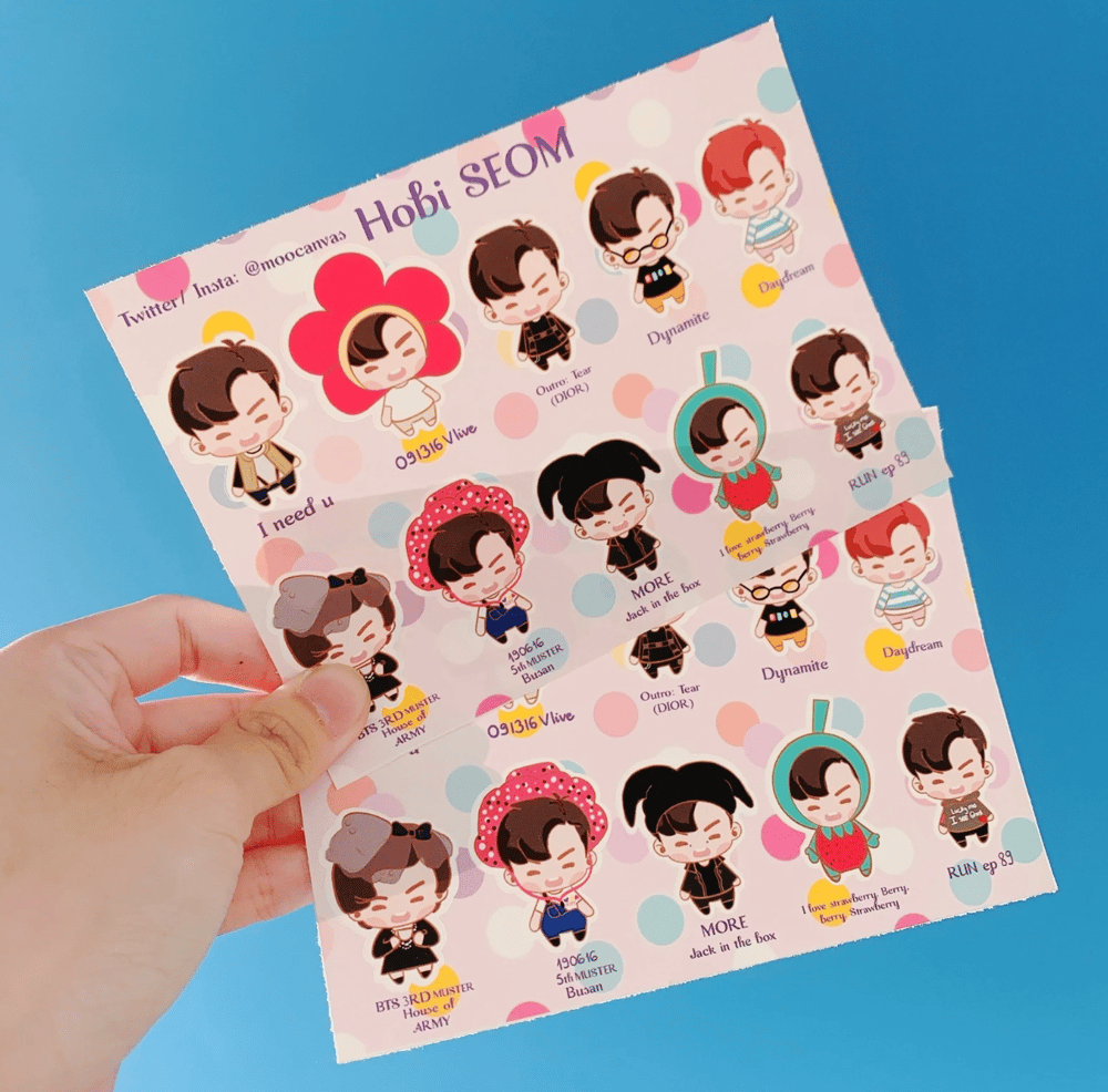 Image of BTS Hoseok Jhope In The Seom Iconic Outfits Stickers Sheet