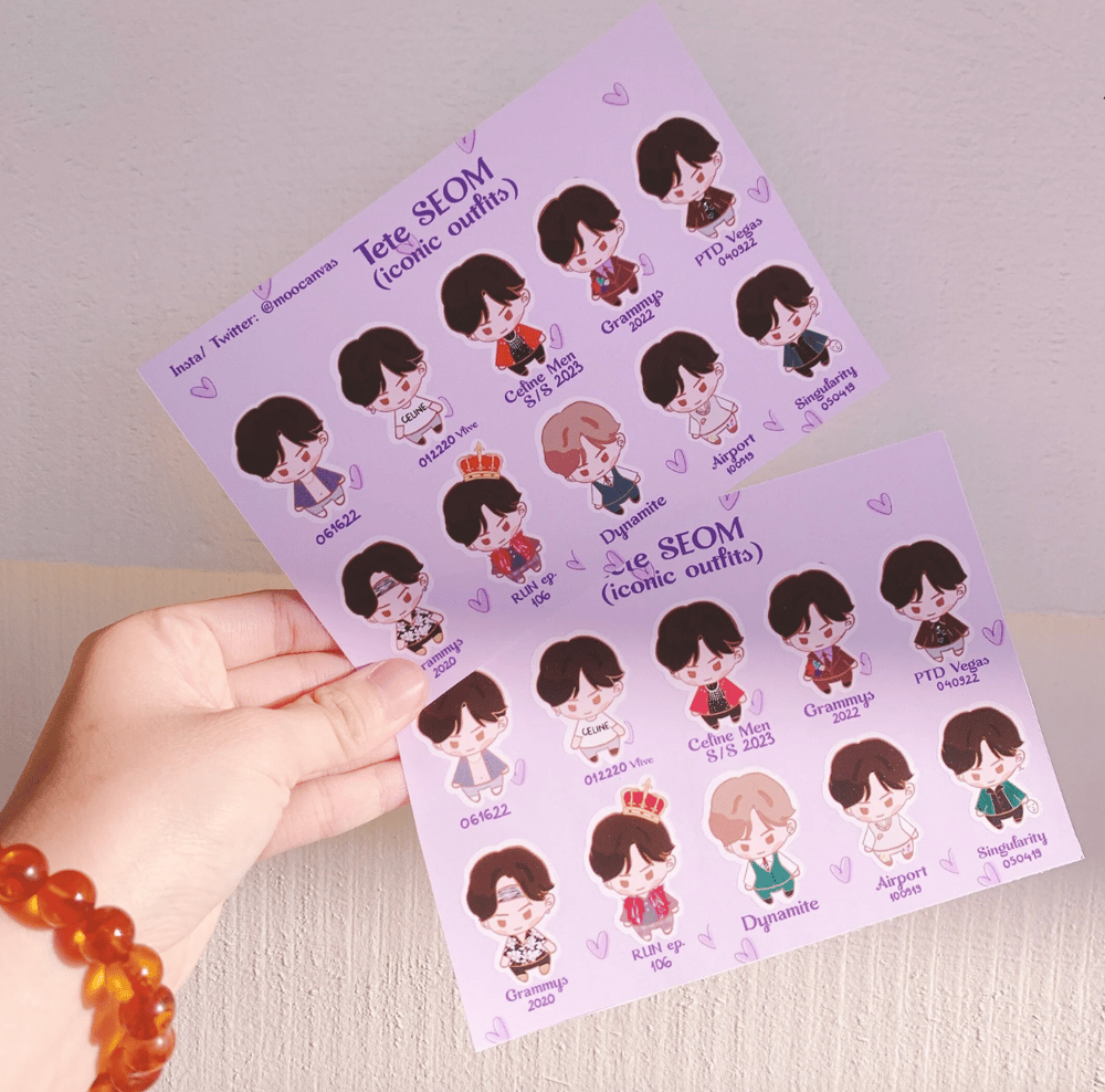 Image of BTS Taehyung In The Seom Iconic Outfits Stickers Sheet