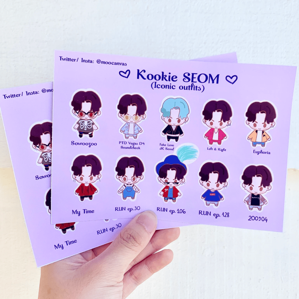 Image of BTS Jungkook In The Seom Iconic Outfits Stickers Sheet