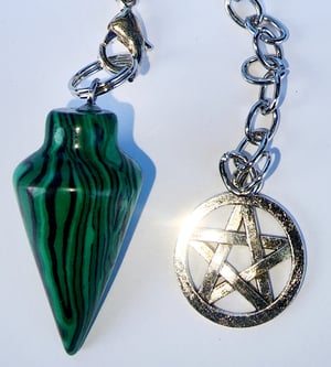 8 in Malachite Stone Healing Chakra Crystal Pendulum