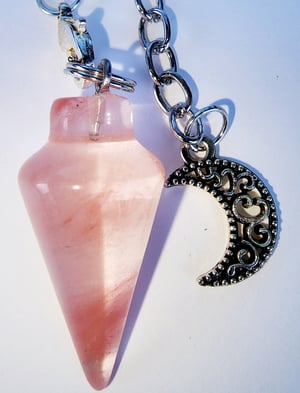 8 in Cherry Quartz gemstone crystal pendulum