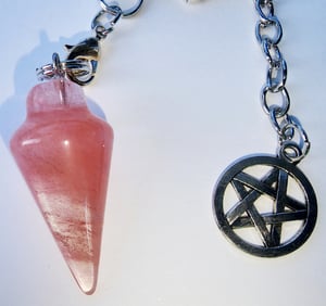 8 in Cherry Quartz gemstone crystal pendulum